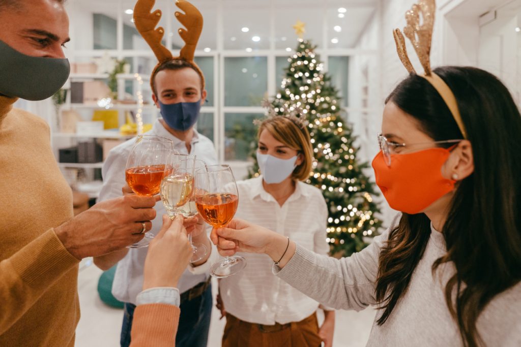 Christmas celebration in the office during Coronavirus pandemic